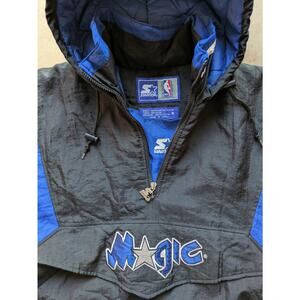 Orlando Magic 90s STARTER puffer 1/2 Pullover jacket M black blue NBA vintage